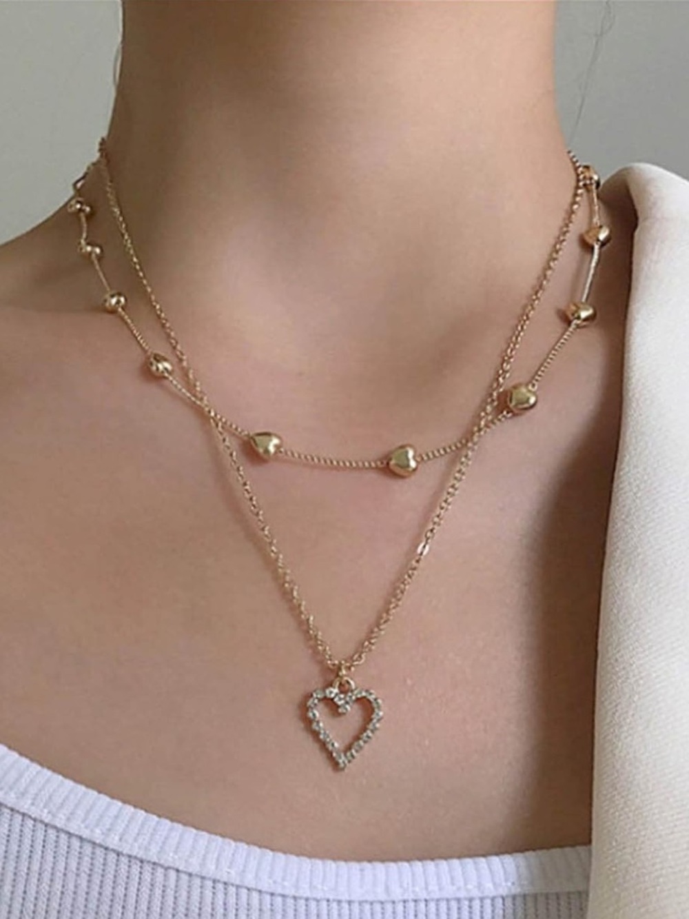 Chic Nation Gold Layered Heart Necklace